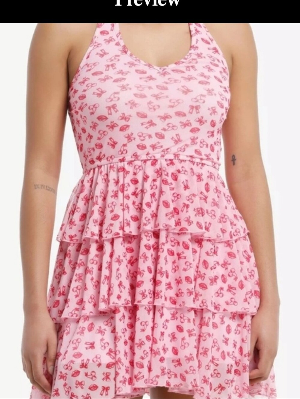 Candie's Pink Halter Dress with Red Heart & Kiss Print